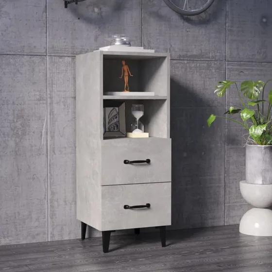 vidaXL skænk 34,5x34x90 cm konstrueret træ, betongrå