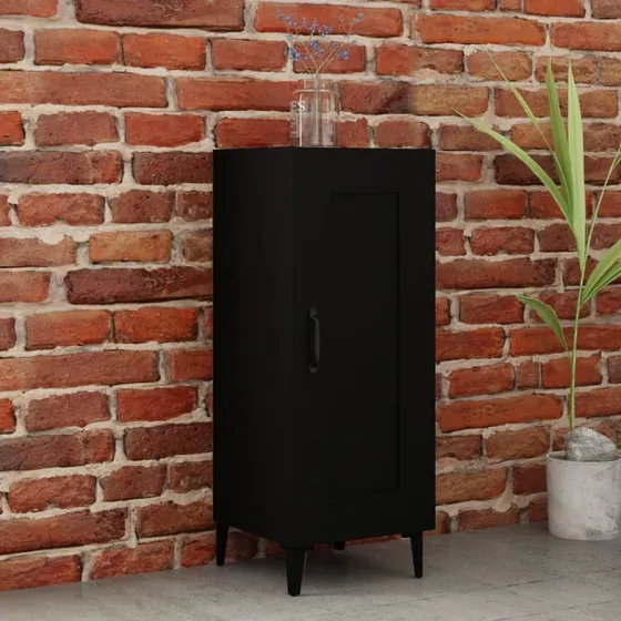 vidaXL skænk 34,5x34x90 cm konstrueret træ, sort