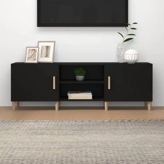 vidaXL TV-bord 150x30x50 cm sort konstrueret træ