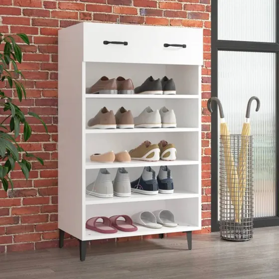 vidaXL skoreol 60x35x105 cm i hvidt konstrueret træ