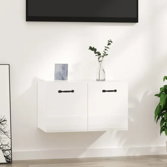 vidaXL vægskab 60x36,5x35 cm konstrueret træ hvid højglans