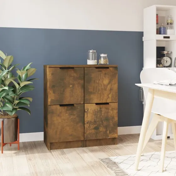 vidaXL skænke 2 stk. 30x30x70 cm konstrueret træ, røget egetræ