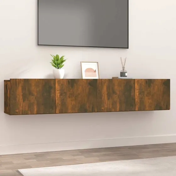 vidaXL 2 stk. væghængte tv-skabe 80x30x30 cm, konstrueret træ – røget egetræ