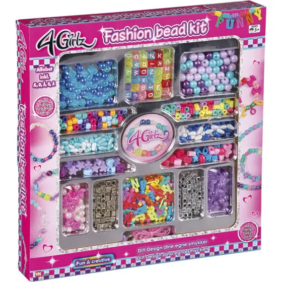 4-GIRLZ Perlebogstaver - ABC perlesæt til armbånd og halskæder
