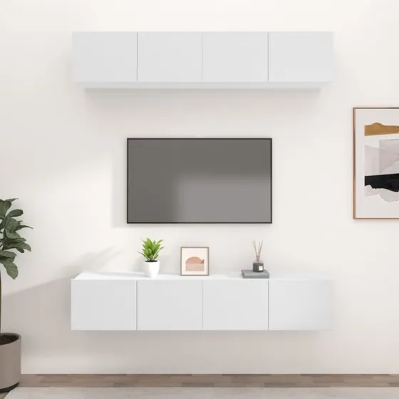 vidaXL væghængte tv-skabe 4 stk. 80x30x30 cm hvid