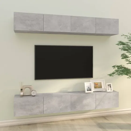 vidaXL væghængte tv-skabe 4 stk. 100x30x30 cm betongrå