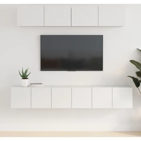 vidaXL TV-skabssæt 5 dele, konstrueret træ, hvid