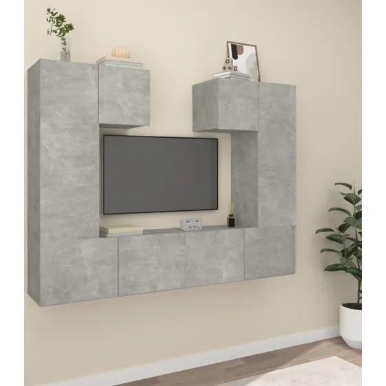 vidaXL tv-skabsst 6 dele konstrueret tr, betongr