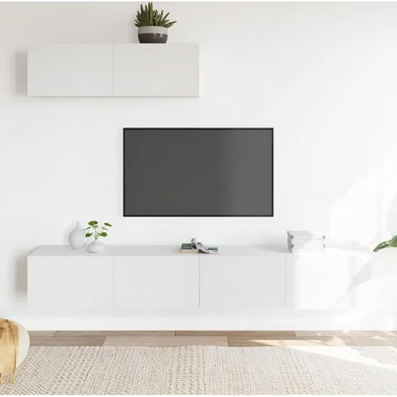 vidaXL TV-skabssæt 3 dele 100 cm hvid
