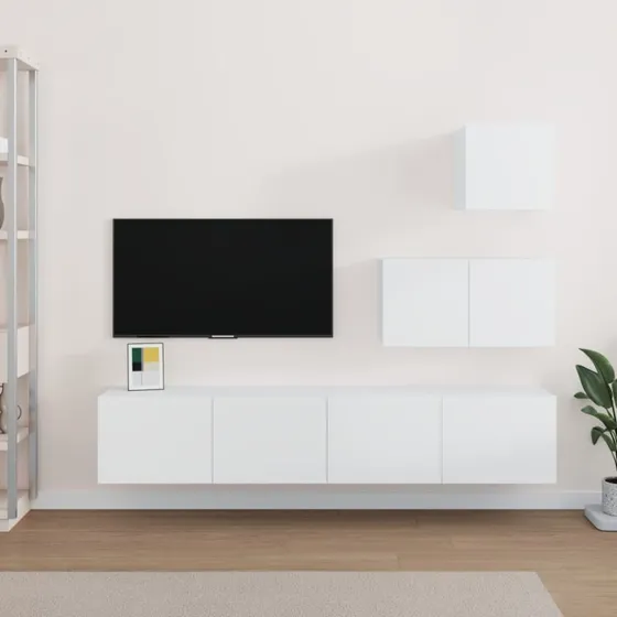 Tv-skabssæt 4 dele 80 cm, sort (konstrueret træ)
