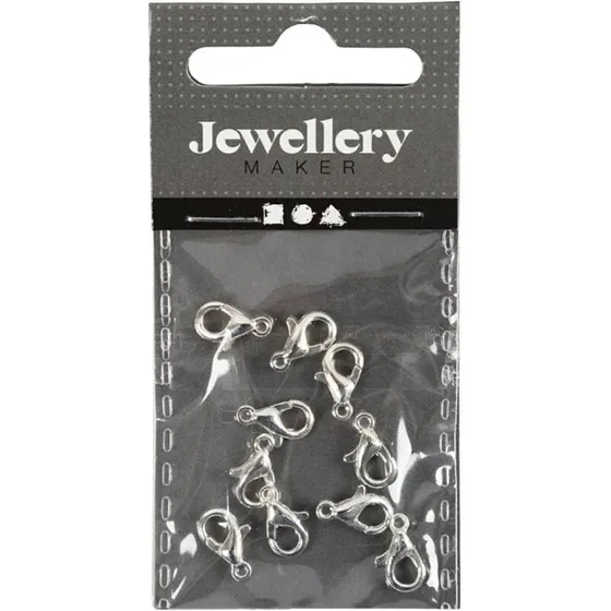 Karabinhage forsølvet 10 mm - 10 stk