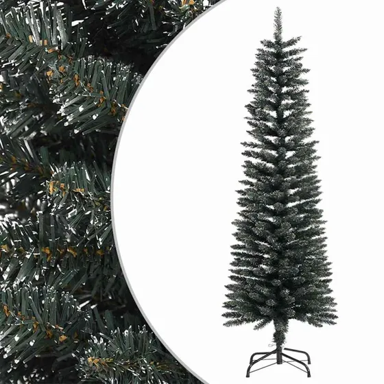 vidaXL smalt kunstigt juletræ 150 cm PVC grøn m/ hvid sne