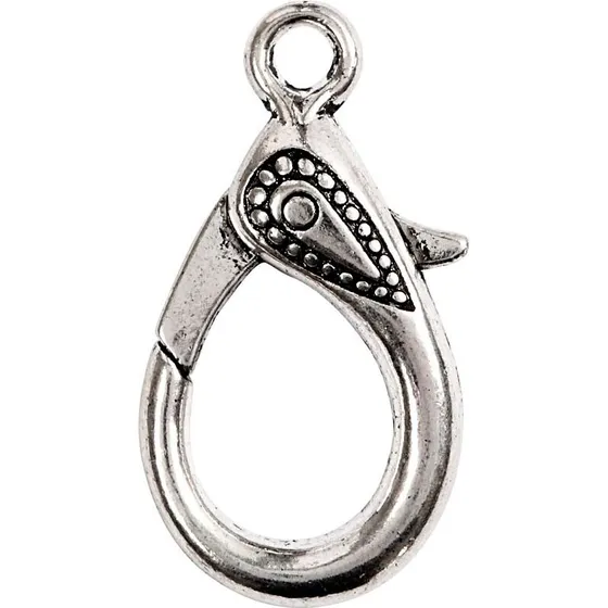 Rito Karabinhage 30 mm, hul 3 mm, antik sølv - 4 stk