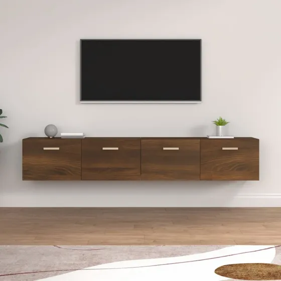 vidaXL Vægskabe 2 stk. 100x36,5x35 cm konstrueret træ brun egetræ