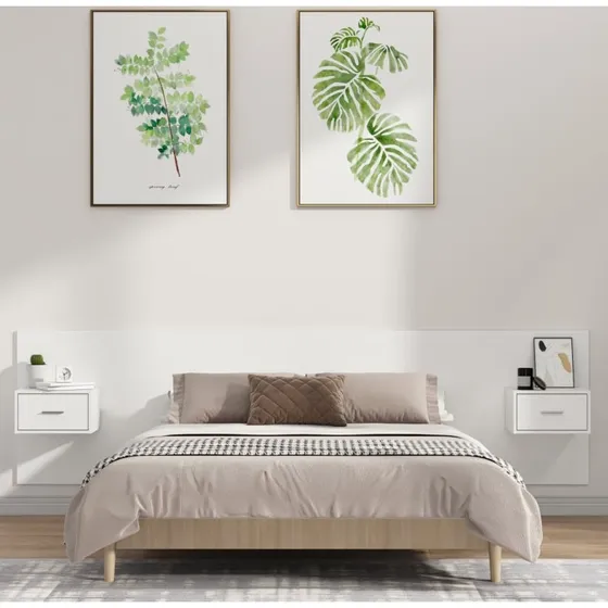 vidaXL sengegavl med opbevaring, konstrueret træ hvid - 1 skuffe