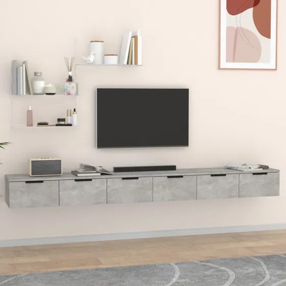 vidaXL vægskabe 2 stk. 102x30x20 cm konstrueret træ, betongrå