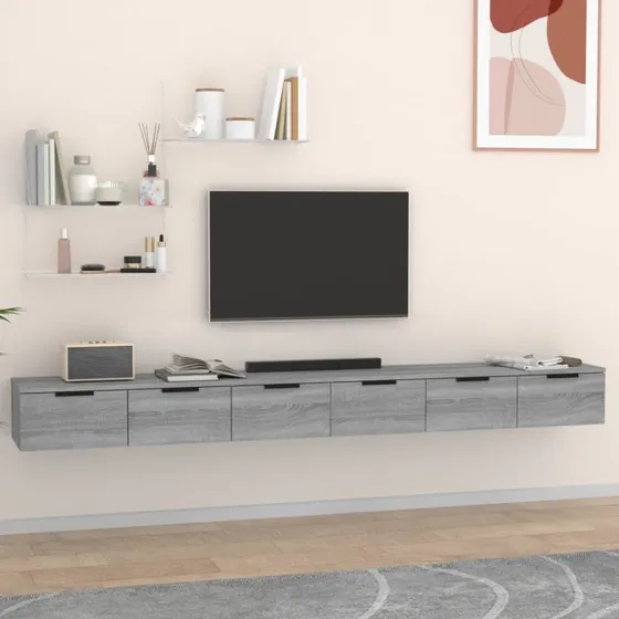 vidaXL vægskabe 2 stk. 102x30x20 cm konstrueret træ, grå sonoma-eg