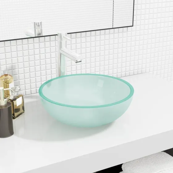 vidaXL håndvask 35x12 cm hærdet glas, matteret