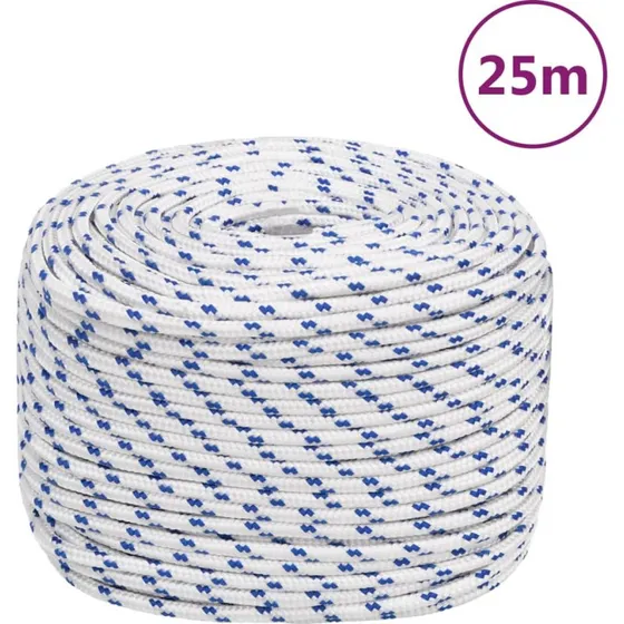 vidaXL tovvrk 10 mm x 25 m polypropylen, hvid