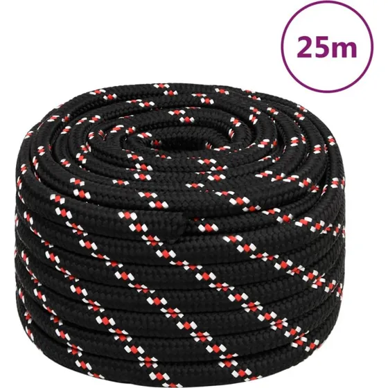 vidaXL tovvrk til bd 20 mm x 25 m polypropylen sort