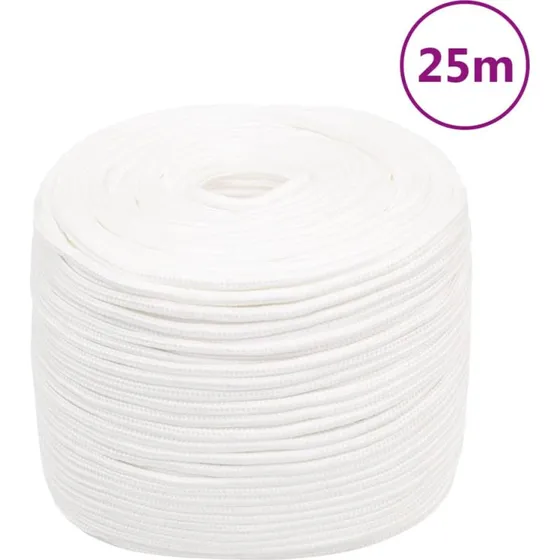 vidaXL tovvrk til bd 8 mm x 25 m, polypropylen, hvid