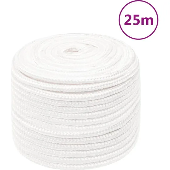 vidaXL tovvrk til bd 12 mm x 25 m polypropylen hvid