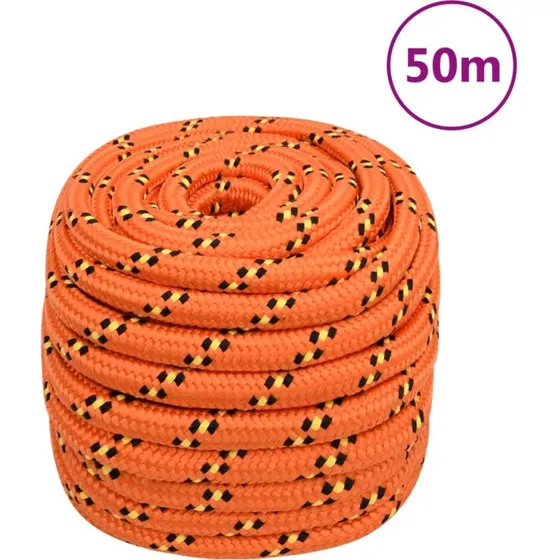 vidaXL tovvrk til bd 20 mm x 50 m, polypropylen orange