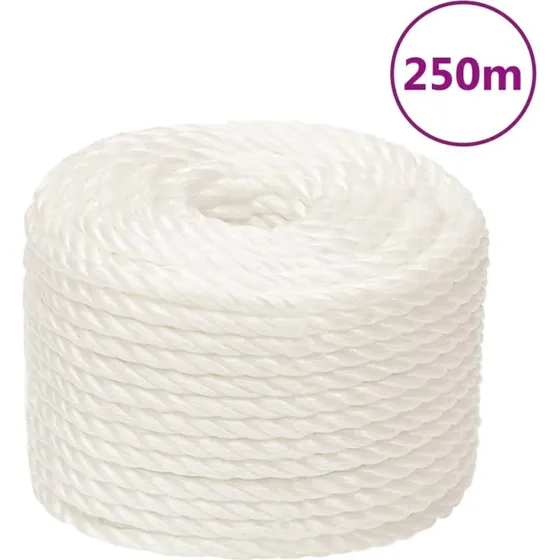 vidaXL arbejdsreb 10 mm x 250 m polypropylen, hvid