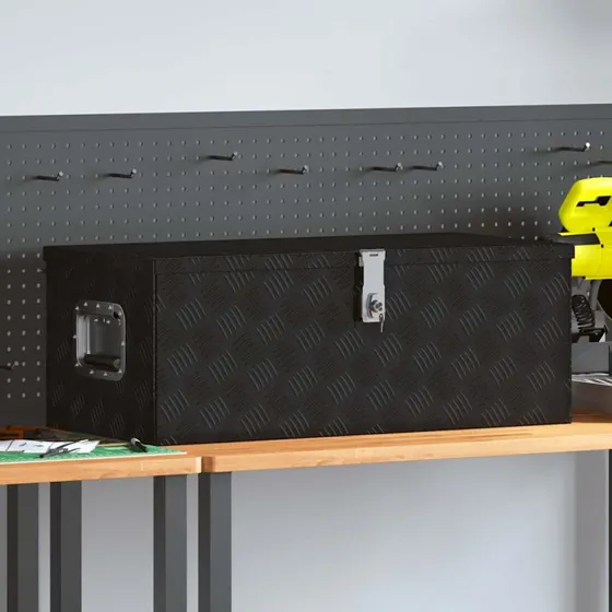 vidaXL opbevaringskasse 80x39x30 cm aluminium, sort