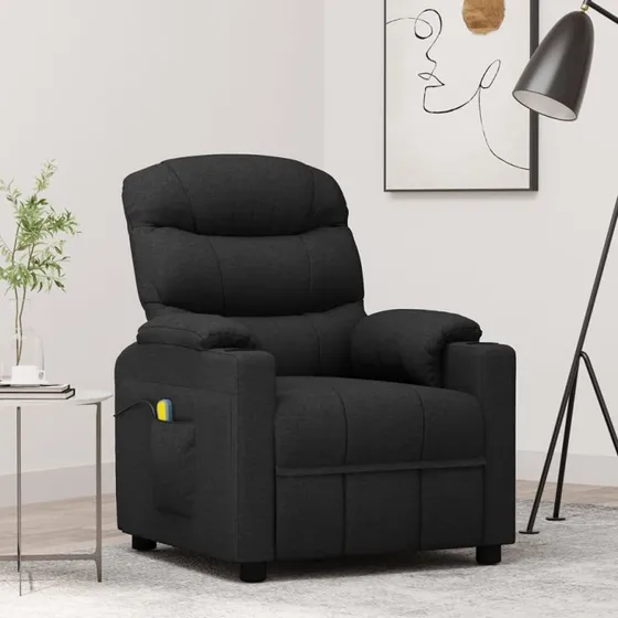 vidaXL massagestol i stof, sort med 6-punkts vibration