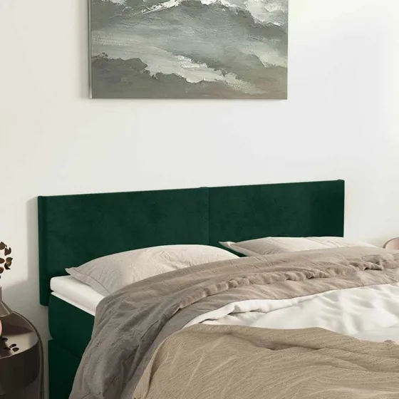 vidaXL Sengegavle 2 stk. 72x5x78/88 cm fløjl mørkegrøn