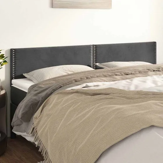 vidaXL sengegavle 2 stk. 100x5x78/88 cm fløjl, mørkegrå