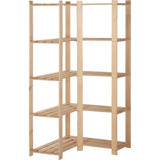 vidaXL hjørnereol 5 niveauer 82,5x82,5x170 cm massiv fyrretræ
