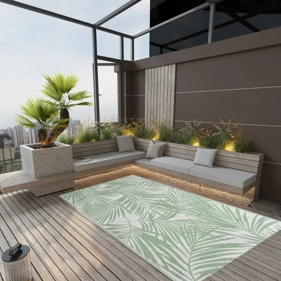 vidaXL udendørs gulvtæppe ARAKIL 160x230 cm PP grøn