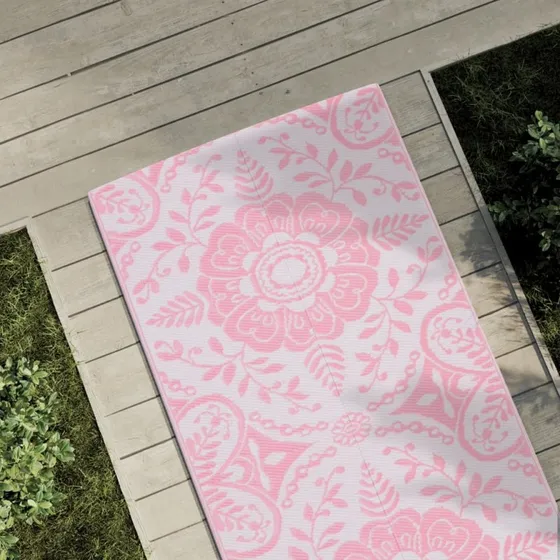 vidaXL ARAKIL udendørstæppe 80x250 cm PP Lyserød