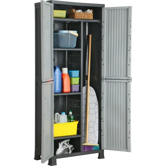 vidaXL plastskab 68x39x171,5 cm - grå
