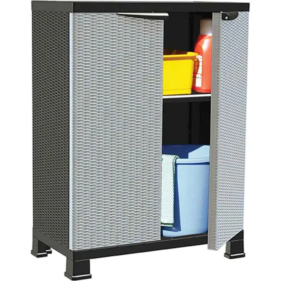 vidaXL plastskab 68x39x92 cm – grå rattandesign