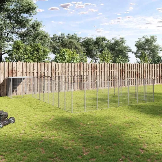 vidaXL Hundelbegrd 25,41 m i stl, slvfarvet