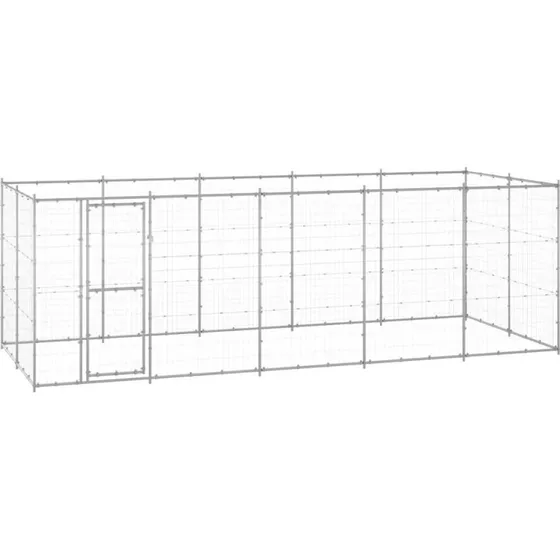 Udendørs hundebur 12,1 m² galvaniseret stål