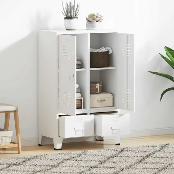 vidaXL industrielt klædeskab 67x35x107 cm hvid stål