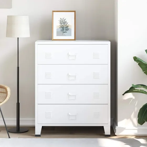 vidaXL industriel metalkommode 78x40x93 cm - hvid