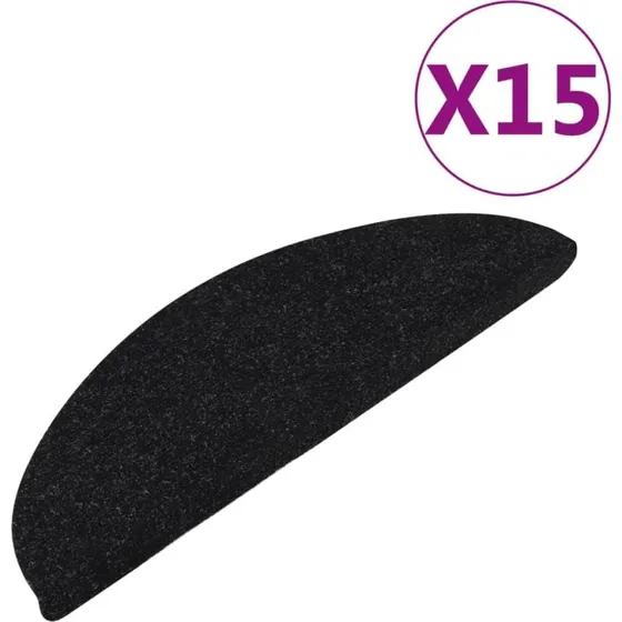 vidaXL selvklbende trappemtter 15 stk 6522,53,5 cm sort