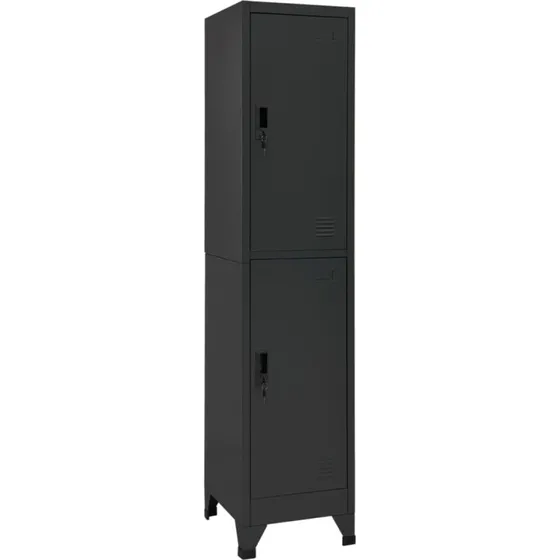 vidaXL lockerskab 38x45x180 cm stål antracitgrå, 2 rum