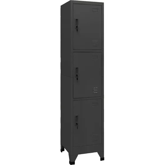 vidaXL lockerskab 38x45x180 cm stål antracit - 3 rum