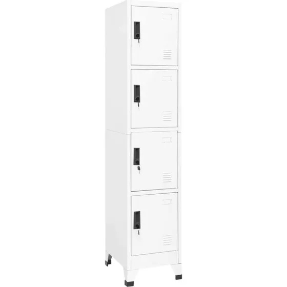 vidaXL lockerskab 38x45x180 cm stål hvid, 4 skabe