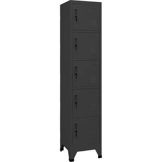 vidaXL lockerskab 38x40x180 cm stål antracitgrå 5 rum