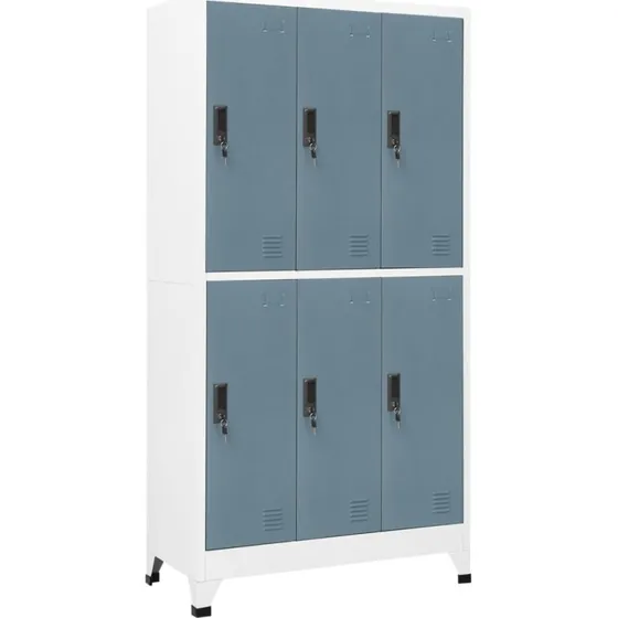 vidaXL lockerskab 6 rum 90x45x180 cm stål lysegrå/mørkegrå