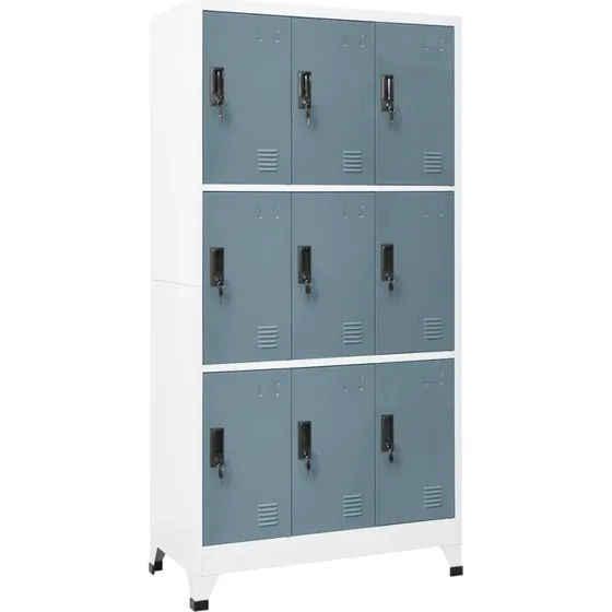 vidaXL skab 90x45x180 cm stål lysegrå/mørkegrå