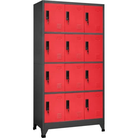 vidaXL lockerskab 90x45x180 cm stål antracit/rød