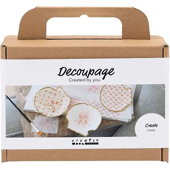 Creativity in a Box Mini DIY Decoupage-sæt (3 muslingeskaller)